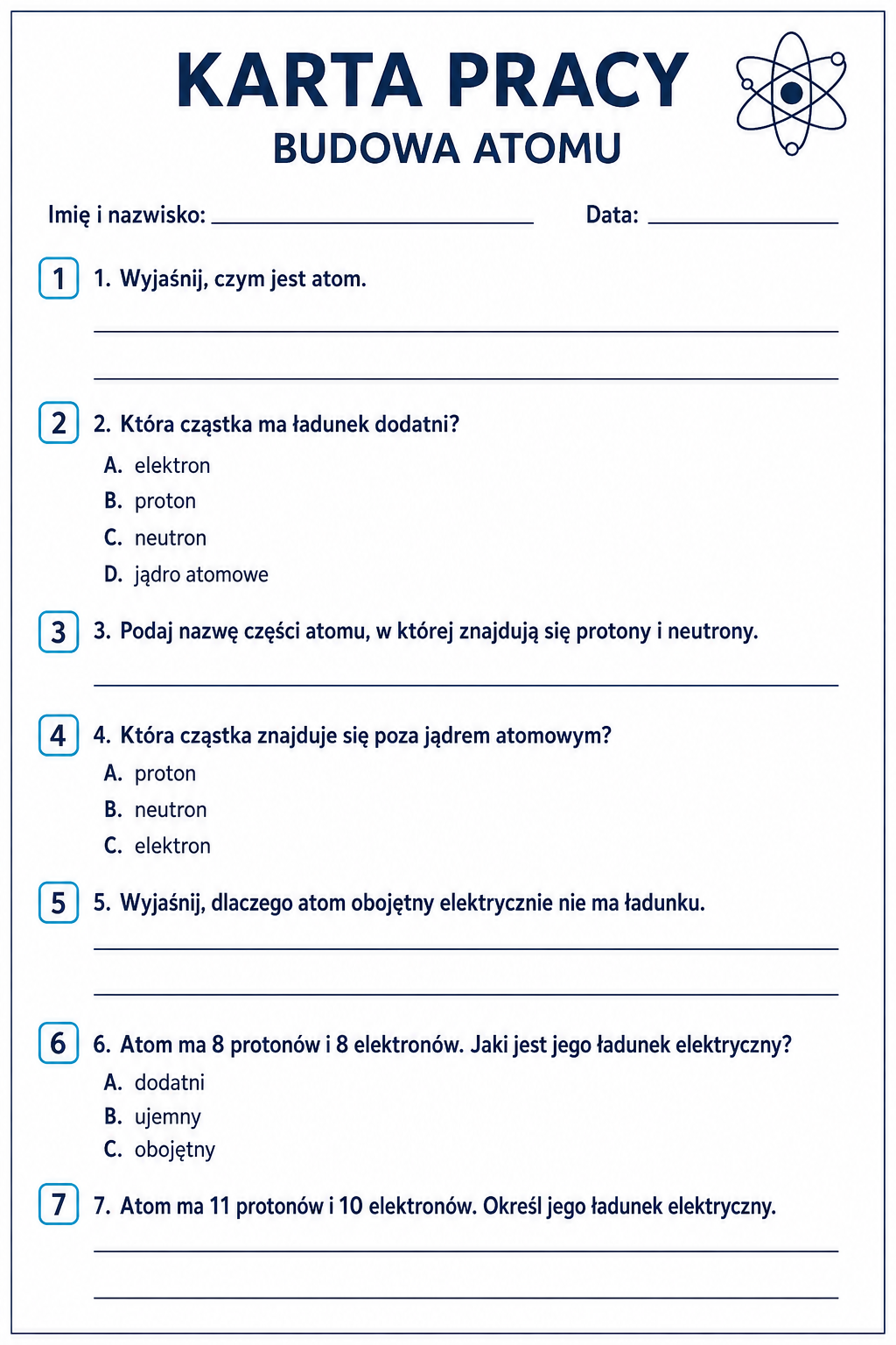 Przykładowy materiał: Karta pracy